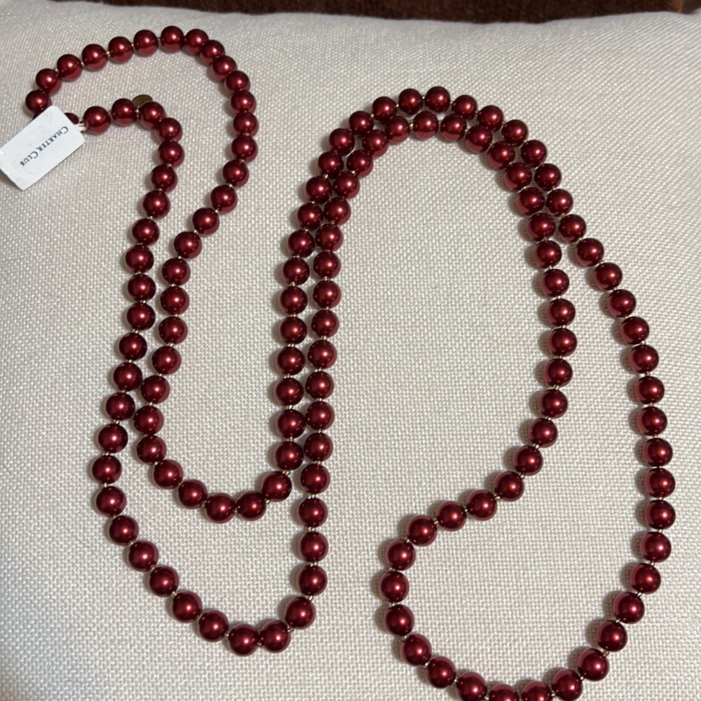BRAND NEW! Long Red Pearl Necklace